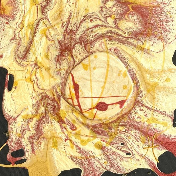 Royal Pearl - Original Art Mixed Media and Resin Painting Framing 13"x16" - Picture 4 of 10